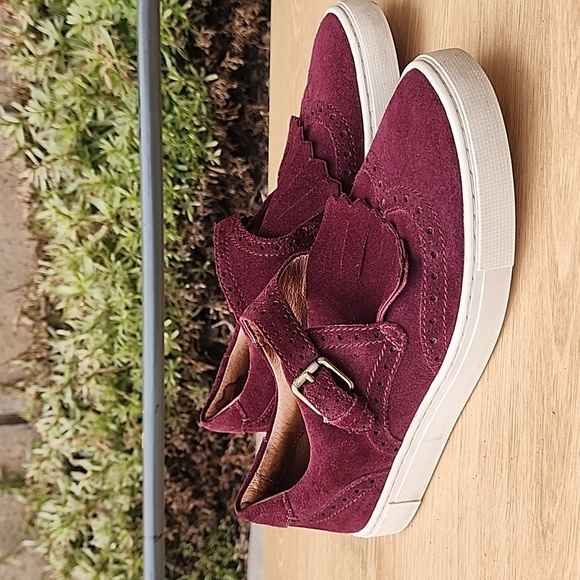 Frye  Gemma fringe Kiltie Bordeaux wine burgundy Sneakers Size 7 - Picture 3 of 15